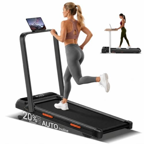 20% Auto Incline Walking Pad, 12KM/H Foldable Treadmills for Home