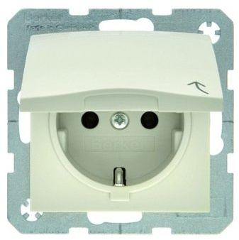 Berker SCHUKO-Steckdose ws/gl 47518982 mit Klappdeckel B.1;B.3;B.7;S.1 Steckdose 4011334280781