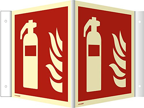 Winkelschild Feuerlöscher HIGHLIGHT, Leuchtdichte: 52 mcd/m² gemäß ASR A1.3/ DIN 7010 PVC 20 x 20 cm (Brandschutz) wetterfest