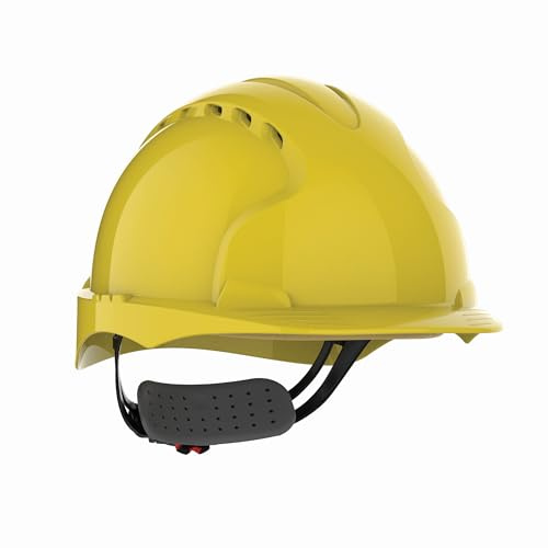 JSP EVO3 Comfort Plus Schutzhelm Bauhelm, Belüftet, Drehverschluss, Gelb | Leichter Schutzhelm mit 6-Punkt-Textilaufhängung und präzisem Drehverschluss für optimalen Sitz. EN 397-zertifiziert.