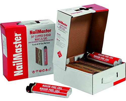 COLLATED 1ST FIX GUN NAILS NAILMASTER 75 X 3.1MM RING GALVANIZED NAIL (2200) & GAS (2 CELLS) PASLODE (OLD) HITACHI, SENCO, QUICKFIRE
