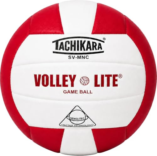 Tachikara SV-MNC Volley-Lite Volleyball mit Sensi-Tech-Abdeckung, reguläre Größe, Aber Leichter (Scharlachrot/Weiß)