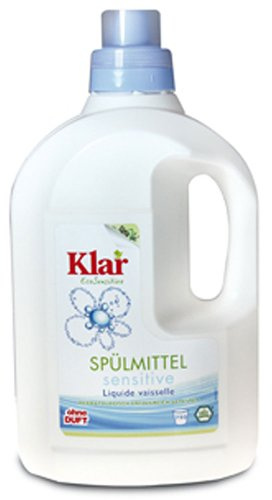 Klar EcoSensitive Spülmittel SENSITIV, 1,5l - Ohne Duft & hypoallergen | Kraftvolles Geschirrspülmittel flüssig - Biologisch abbaubares Handspülmittel mit hoher Fettlösekraft - Vegan Dish Soap