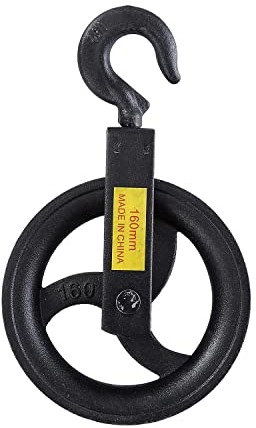 KATSU Umlenkrolle 160mm, 220kg Tragkraft, Hängendes Handrad Seilrolle Block mit Haken für Gerüstbau und Bau 18219416