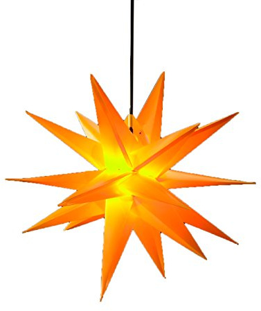 WEIHNACHTSSTERN beleuchtet 3D GELB XL 65 cm Faltstern Außenstern Leuchtstern wetterfest für außen und innen 4m Kabel von Dekowelt%%