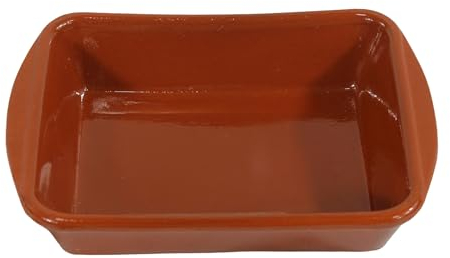 Fackelmann Cazuela de Barro Tradicional, Fuente de Canelones, Cazuela de Cerámica Rústica, Apta para Cocina de Gas y Eléctrica, Microondas y Horno, Color Natural, 20x14 cm, 1 ud.