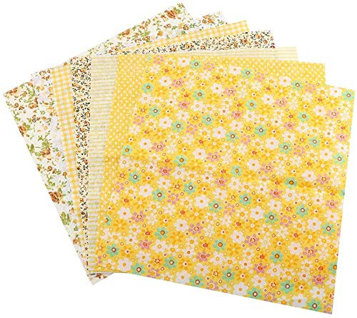 TOPINCN 7st Bomullstyg Diverse rutor Förskuren sängkläder Suite Quarters Bundle DIY Sömnad Scrapbooking Quilting Set 50 * 50Cm (gul)