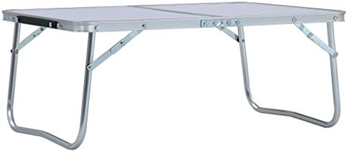 Tidyard Klapptisch Campingtisch Klappbar Klein Gartentisch Beistelltisch Koffertisch Campingmöbel Picknicktisch Balkontisch, Weiß Aluminium 60x40x26 cm