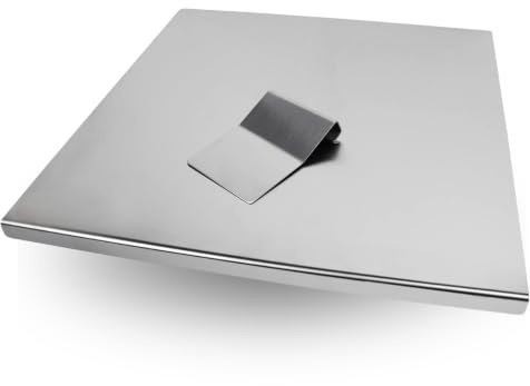 INOXLM BOX 2 STÜCK Schneidebrett Edelstahl + Teigschaber, Edelstahl Arbeitsplatte verschiedene Größen für Küche Bar Restaurant | knetbrett Made in Italy (90x50 cm Piega 2 cm)