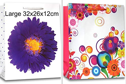 2 Geschenktaschen 32cm x 26cm x 12cm Geschenktüten Groß Geburtstag Hochzeit Weihnachten 2er Set Large L 03