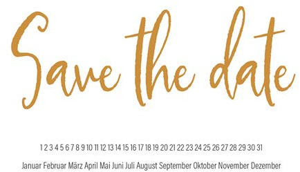 modern times 10er Set Postkarte Gold Karte mit Golddruck GOLDKARTE - Motiv: SAVE THE DATE, Anlass: Fun Textkarten, Künstler/Verlag GOLD, Größe: A6