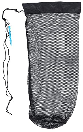 BESPORTBLE Fish Collection Bag with Ground Nail, Floating Fish Basket for Fresh Catch, Folding Nylon Mesh Collection Bag for Shellfish and Seafood, Portable Storage Gear, Black