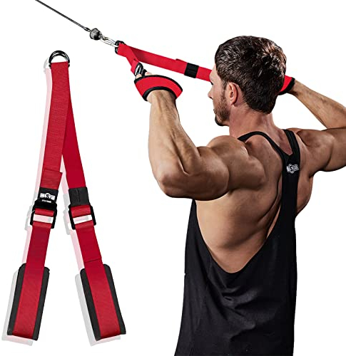 INNSTAR Einhandgriff Kabelzug Griffe für Widerstandsbänder, Ideal für Home Gym Seilzug Fitness Kraftraining, Fitness Griffe Latzug Griff mit Heavy Duty D-Ring & Solid ABS (Rot)