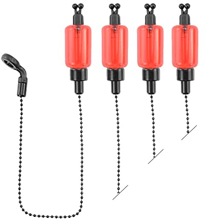 Hirisi Tackle 4x Carp Pesca Bobina Swinger para Pesca Indicador de alarma Rojo, Amarillo Azul Verde (Rojo)