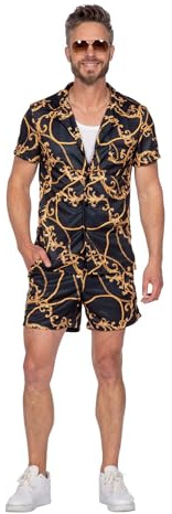 WILBERS & WILBERS 5095 – Festival set med designtryck, skjorta och byxor, festoutfit för män, sommardräkt, karneval