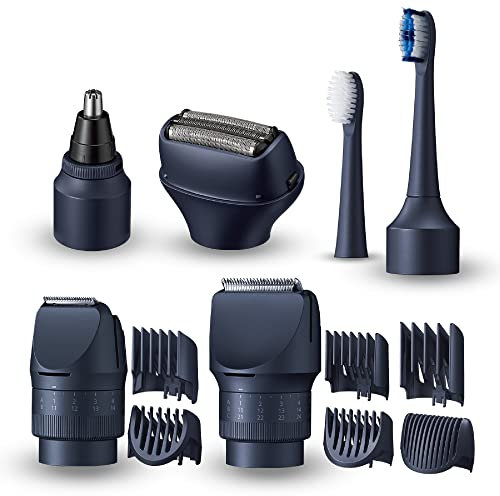 Panasonic MULTISHAPE modulares Körperpflege-System für Männer, Bart-/Haartrimmer, Bart-/Haar-/Körpertrimmer, 3-Klingen-Scherkopf, elektrische Zahnbürste & Nasen-/Ohren-/Augenbrauentrimmer Aufzatz
