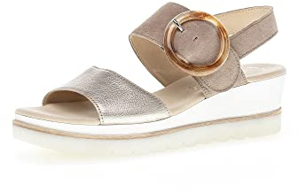 Gabor Women Sandals, Ladies Wedge Sandals,Wedge Sandals,Wedge Heel,Summer Shoe,Comfortable,Flat,Beige (Puder/Rabbit),38.5 EU / 5.5 UK