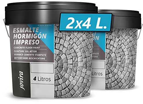 JOVIRA PINTURAS Resina-Esmalte Hormigón Impreso. Resina renovadora para pavimentos de hormigón. (2x4 Litros, Negro) D-31-2