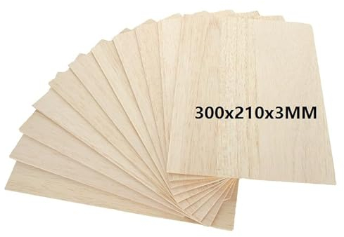 MIVIDE 12PCS Balsa Wood, 300x210x3MM Balsa Wood Sheets, A4 Wood Board for Arts and Crafts, School Projects, Wooden DIY Ornaments