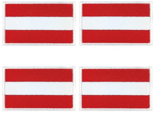 Österreich Flagge Patch mit Klettband 4 Stück, Austria Flag Patches, 8 x 5 cm (Österreich)