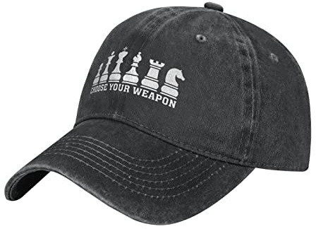 Unisex Baseballkappe Verstellbar Wählen Sie Ihre Waffe Schach Cowboy Kappe Lässig Atmungsaktiv Sonnenhut für Männer Frauen Schwarz, Schwarz , One size