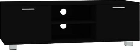 vidaXL TV Schrank TV Möbel Lowboard Fernsehschrank TV Tisch Beistellschrank HiFi-Schrank mit 4 Fächern Schwarz 120x40,5x35cm Holzwerkstoff