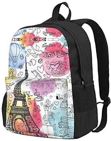 StOlmx French Paris Tour Eiffelturm Laptop Rucksack Reiserucksack Große Wickeltasche Arzttasche, Schwarz , One size
