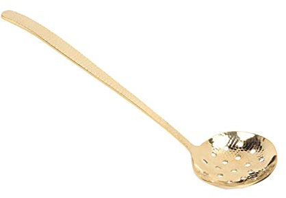 Cooking Ladle Berglander Stainless Steel Kitchen Ladle with Vacuum Ergonomic Round Handle Metal Ladle for Cooking, Gold Kitchen Ladle(Slotted Ladle)