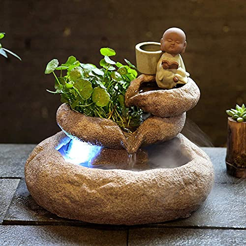 LQSSA Fontaine décorative en Pierre d'intérieur avec Son d'eau, Dessus de Table WaterFeng Shui Zen, Fontaine de Cascade de Bureau, B, Pompe de Fontaine pour l'eau extérieure (D) Decoration