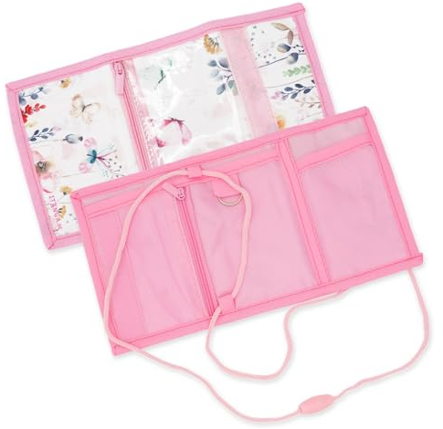 itenga Kinder Geldbörse Mädchen - Geldbeutel und Brustbeutel - Schmetterling - mit Klettverschluss, Kordelband, Geldscheinfach und Münzfach Sichtfenster