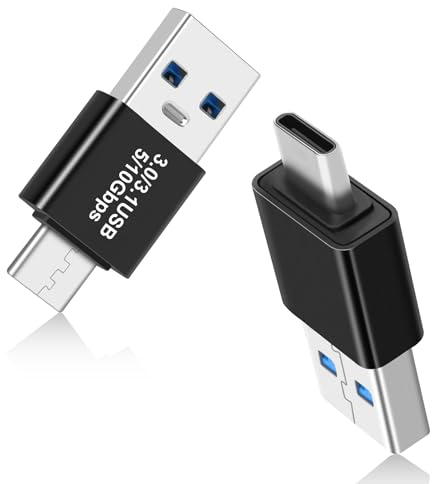 Adattatore USB 3.0/3.1 maschio a USB-C maschio (confezione da 2), adattatore OTG 3.0/3.1 da USB A a tipo C, trasferimento dati veloce fino a Gen2 10 Gbps, connessione cavo connettore USB C