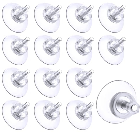 Moosono Saugnapf mit Gewinde, Transparente Saugnäpfe für Fenster, 15 Stück Stark PVC Saugnäpfe mit Rändelmutter(M5), Saugknöpfe für Küche, Bad, Fenster, Spiegel, Auto, Dekoration, Glatte Oberfläche