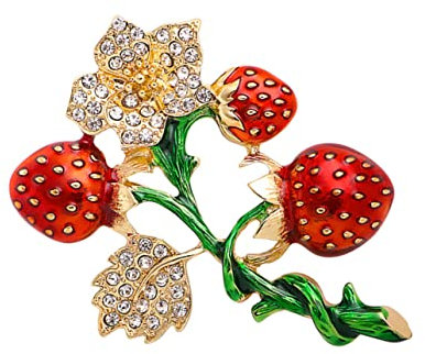 PACKOVE Frucht-Erdbeer-Brosche haar zubehör haarschmuck Strassbesatz Obst-Kleidungsabzeichen-Broschen Pin-Abzeichen Kleidungsbrosche Karikatur Korsage schmücken Fräulein