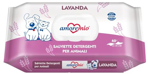 CT-TRONICS Amoremio Lingettes humides pour chiens et chats Plusieurs parfums 10 x 40 lingettes Lavande