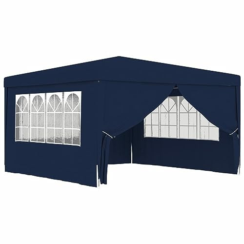Rantry Casa Gazebo Professionale 4x4 m Blu 90 g/m² Con Pareti, Ombrellone da Giardino Antivento per Spiaggia, Pesca, Esterno, Arredo Terrazzo e Ambienti Casa