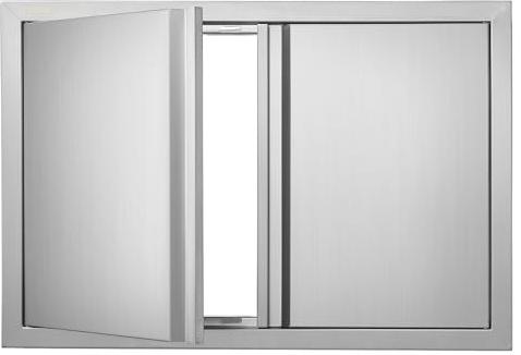 VEVOR Grill-Zugangstür, 774 x 532 mm, Doppelte Außenküchentür, Flächenbündig Montierte Edelstahltür, Vertikale Wandtür mit Versenkbaren Griffen, für Grillinsel, Grillstation, Außenschrank