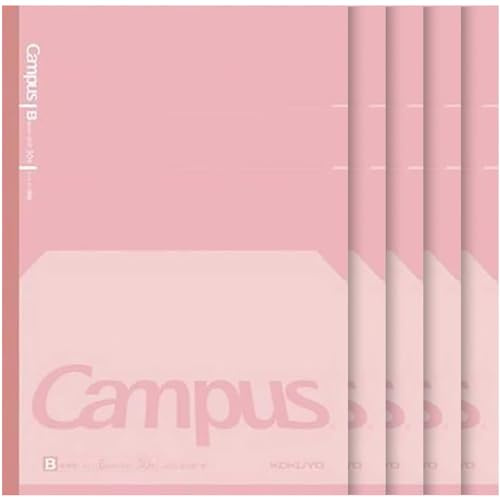 KOKUYO Campus Feels Flat Notebook, Dot B 6mm Ruled, Semi-B5, 30 Sheets, 35 Lines, Pink, 5 Pack, Japan Import (NO-FL3CBT-P)