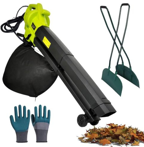 Souffleur de feuilles 3000 W, souffleur de feuilles de jardin 3 en 1 et broyeur sous vide avec sac de collecte de feuilles de 40 L, souffleur d'air léger et puissant pour l'entretien de la pelouse.