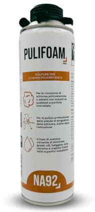NA92 PULIFOAM Pulitore per Pistola e Schiuma Poliuretanica NON INDURITA a Solvente a Base di Acetone Ideale per la manutenzione e pulizia delle Pistole 500ML NA92 PRO (1, Pulitore)