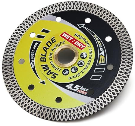 Solidure 115mm Diamant Trennscheibe,Fliesen Diamantscheibe Extra Dünn für Fliese und Feinsteinzeug,Marmor,Granit,Kacheln, harte Bodenfliesen, glasierte Klinker