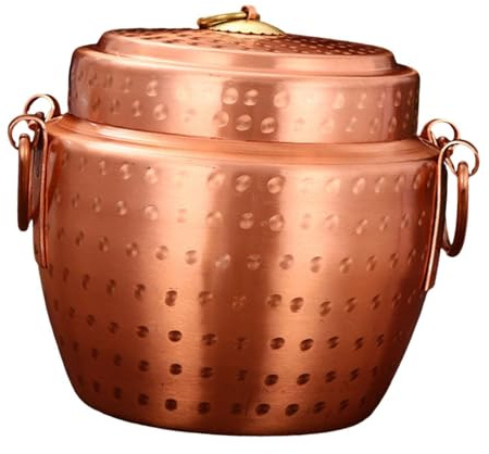 MagiDeal Copper Pot Cooking Rice Pot Multipurpose Sturdy Cooking Pot with Cover Cookware Stockpots for Household Restaurant Cooking, 22cm