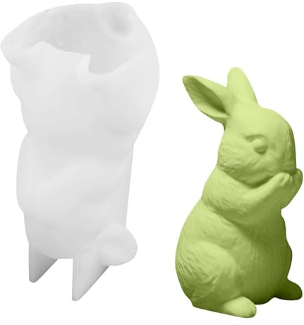 Silikonformen Gießformen Hasen,Ostern Kaninchen Silikonform,Gipsguss Form Silikon Hasen Bastelform für Kuchen Und Fondant Basteln Osterdeko Handwerk Silikon Hasenform Gipsformen (C)