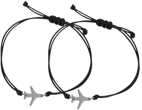 WRITWAA 2pezzi Bracciale Intrecciato Da Uomo Ciondolo Forma Di Aeroplano Braccialetto in Corda Fatto Mano Accessori Di Gioielleria Per Viaggi
