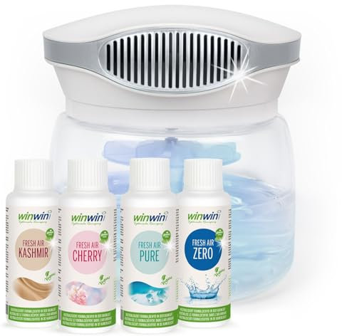winwinCLEAN® SET: MASTER Bowl 4.0 + 4x100ml veganes Raumluftdeo I Luftreiniger, Air Purifier mit Wasserfilter entfernt Schadstoffe Pollen Staub Tierhaare Schimmel | Ideal für Allergiker & Asthmatiker