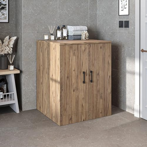 ROOMART, Salle de bain, armoire de machine à laver, tour de lavage, étagère pour machine à laver - LG : 70 x 180 x 69 cm (sans armoire supérieure, chêne)