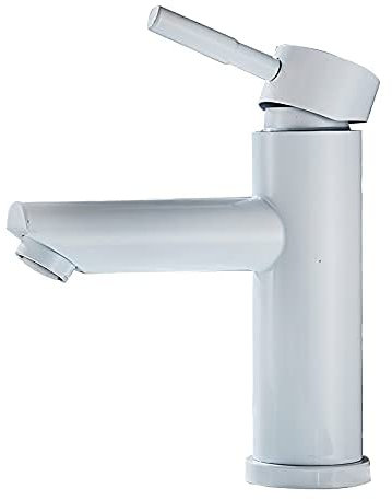 Küchenspülenarmaturen, gebürstetes Nickel, Kalt- und Warmwasser, Waschtischarmatur, Einhebelmischer, Einloch-Waschbeckenarmatur, Spritzschutz, Wascharmaturen/Backen, weiße Farbe