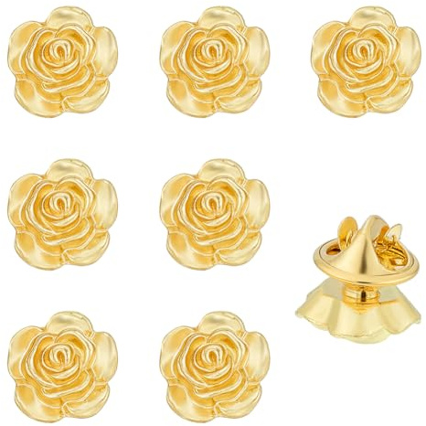 BENECREAT 8 broche Fleur en Alliage Épingles à Revers en Rose Broche pour Homme Accessoire de Costume pour Mariage Anniversaire Fête des Pères