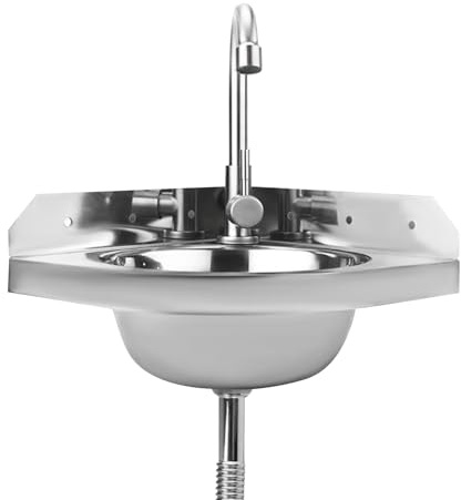 Fregadero de Esquina de Acero Inoxidable - Lavabo Triangular de Pared para baño, Cocina, Espacios públicos, Bar, Barco, Autocaravana y Caravana - Diseño Duradero y Compacto