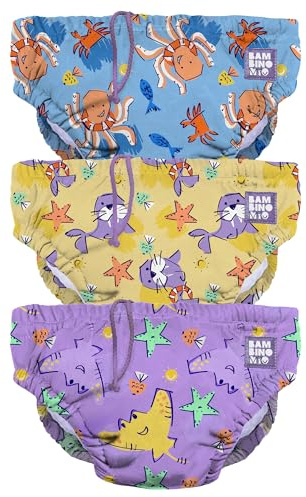 Bambino Mio, pañal bañador reutilizable, pack de 3, Pañales para Bebés Lavables - 2-3 años, Amigos de la Playa, unisex para niños y niñas, para bebés y niños