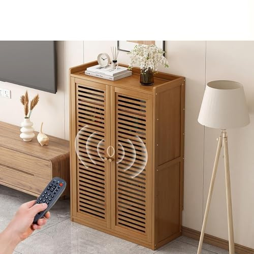 Nordivo Caja de Almacenamiento para Router de Pie Modem, Armario WiFi Router, Estante de Doble Nivel, Ocultador y Solución de Almacenamiento para Espacios Ordenados(Brown,H97cm/38in)